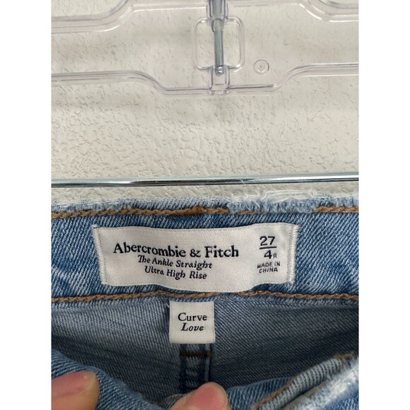 Abercrombie Curve Love The Ankle Straight Ultra High Rise Jeans Light Wash Sz 27 - Picture 4 of 6
